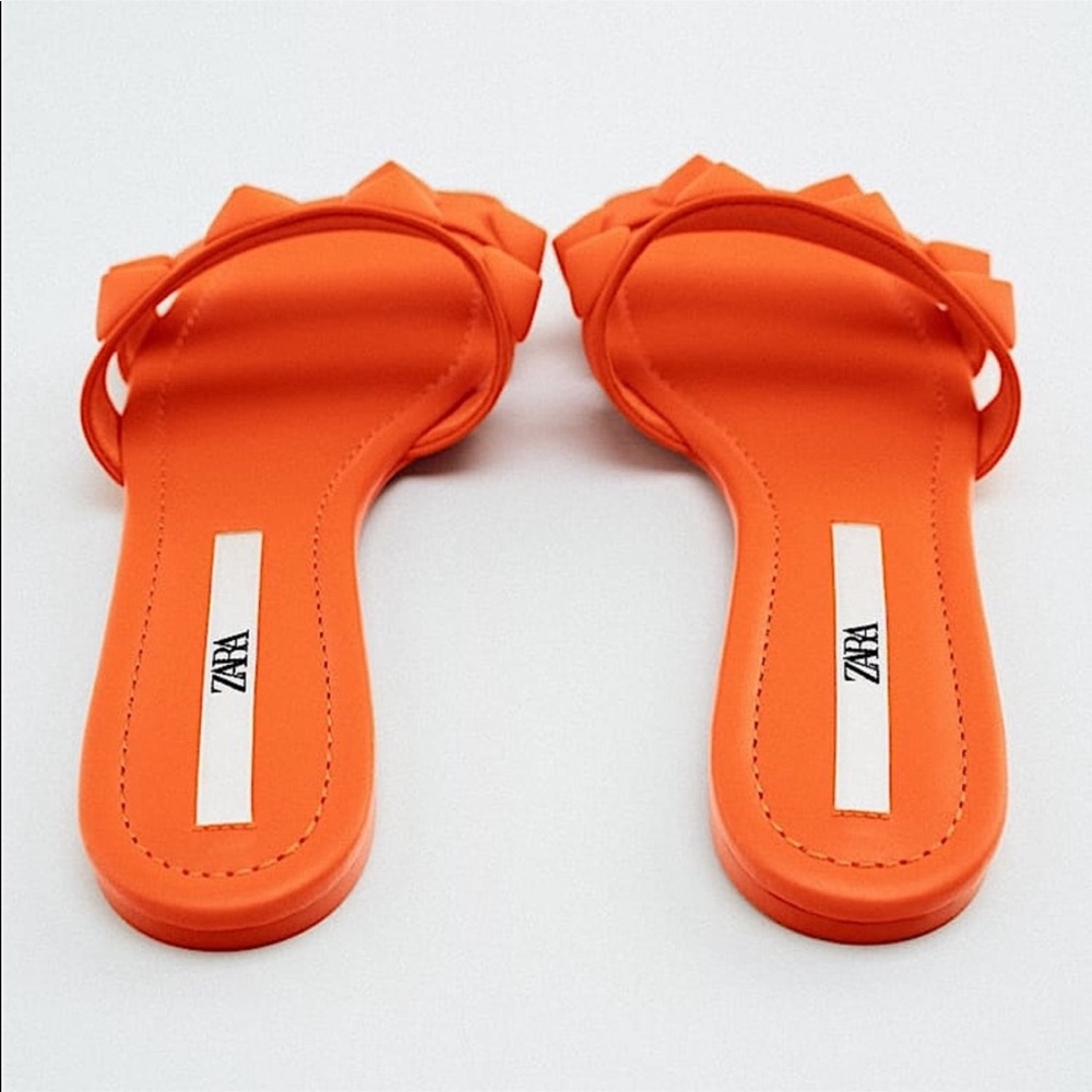 Zara Neon orange studded sandals, designer - Picture 5 of 8